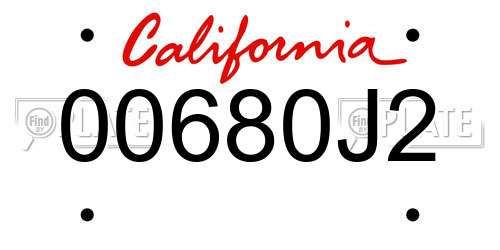 00680J2 California License Plate