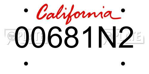 00681N2 California License Plate