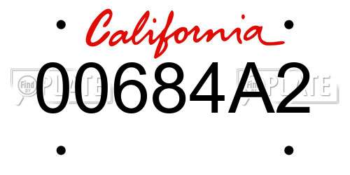 00684A2 California License Plate