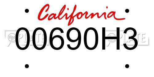 00690H3 California License Plate
