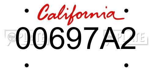 00697A2 California License Plate