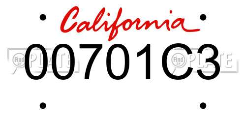 00701C3 California License Plate