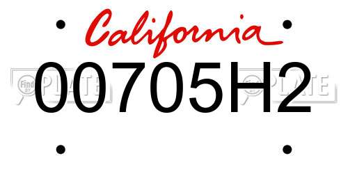 00705H2 California License Plate