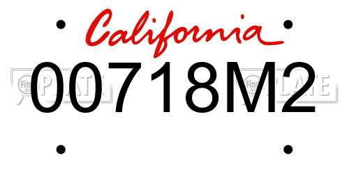 00718M2 California License Plate