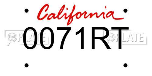 0071RT California License Plate