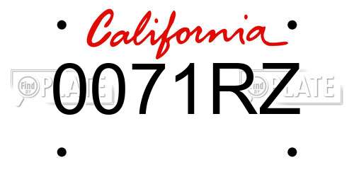 0071RZ California License Plate