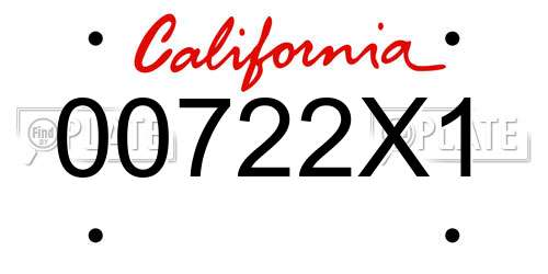 00722X1 California License Plate