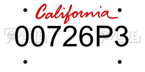 00726P3 California License Plate