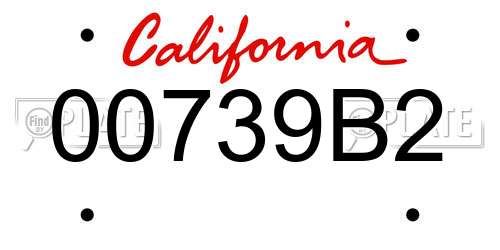 00739B2 California License Plate