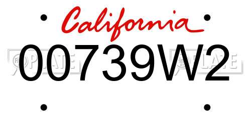 00739W2 California License Plate