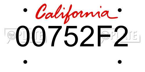 00752F2 California License Plate