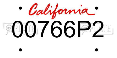 00766P2 California License Plate