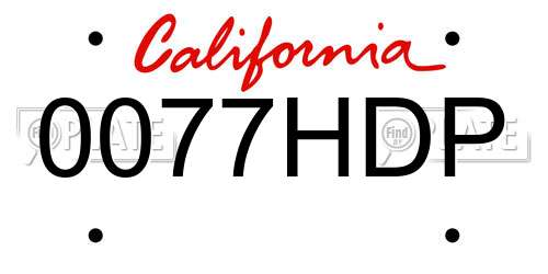 0077HDP California License Plate