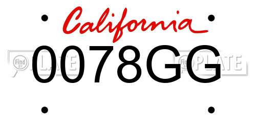 0078GG California License Plate