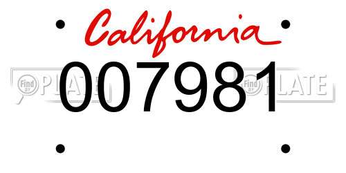 007981 California License Plate