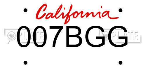 007BGG California License Plate