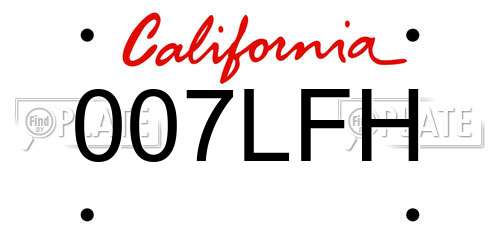 007LFH California License Plate