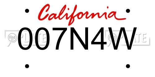 007N4W California License Plate