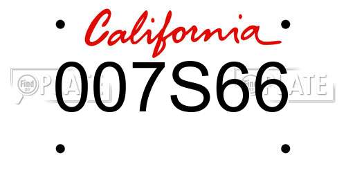 007S66 California License Plate