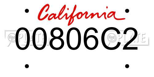 00806C2 California License Plate