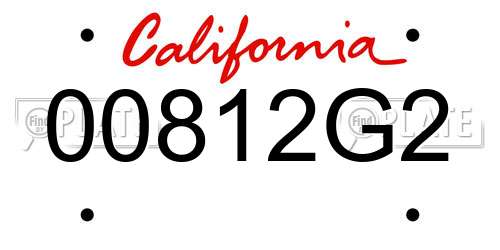 00812G2 California License Plate