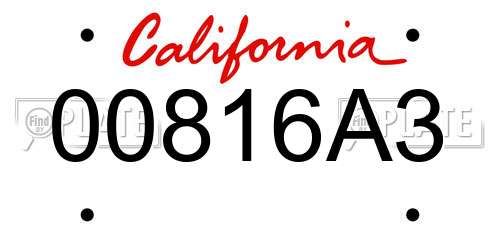 00816A3 California License Plate