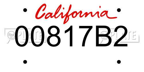 00817B2 California License Plate