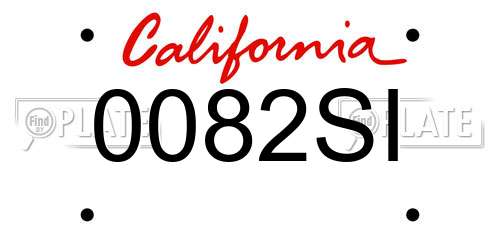 0082SI California License Plate