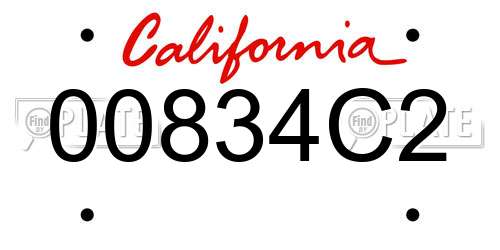 00834C2 California License Plate
