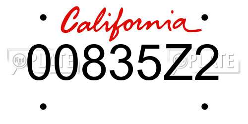 00835Z2 California License Plate