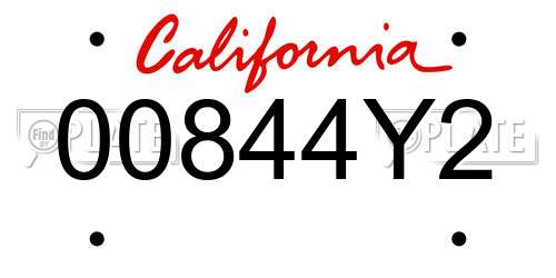 00844Y2 California License Plate