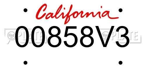 00858V3 California License Plate