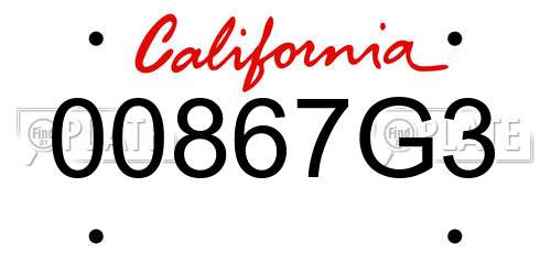 00867G3 California License Plate