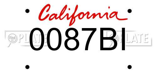 0087BI California License Plate