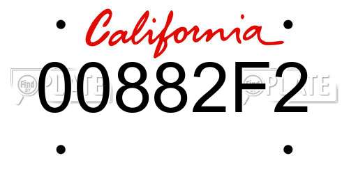 00882F2 California License Plate