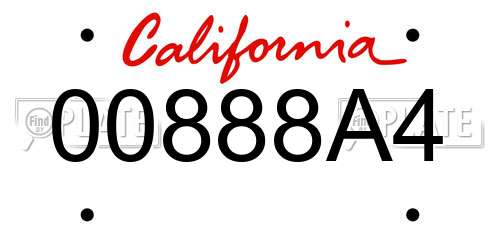 00888A4 California License Plate