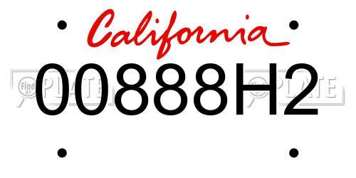00888H2 California License Plate