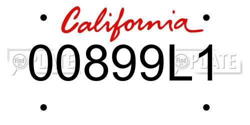 00899L1 California License Plate