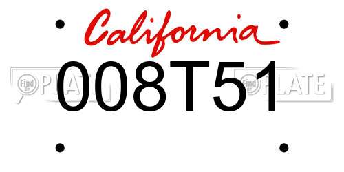 008T51 California License Plate
