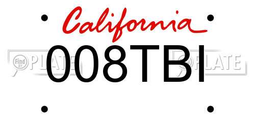 008TBI California License Plate