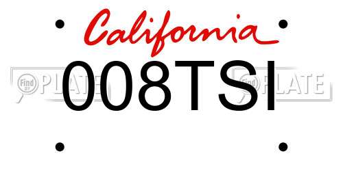 008TSI California License Plate