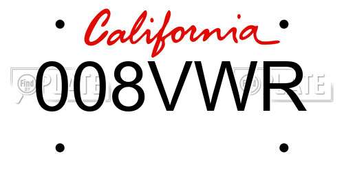 008VWR California License Plate