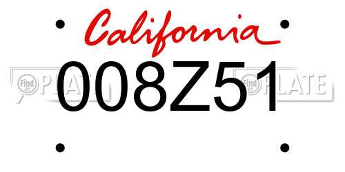 008Z51 California License Plate