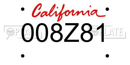 008Z81 California License Plate