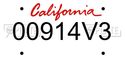 00914V3 California License Plate