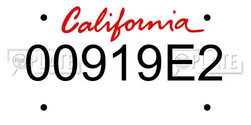 00919E2 California License Plate