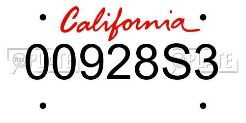 00928S3 California License Plate
