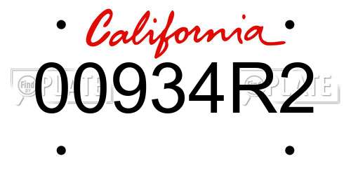 00934R2 California License Plate