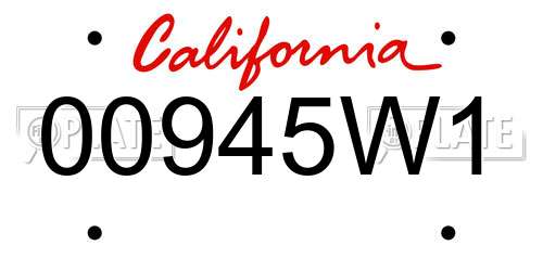 00945W1 California License Plate