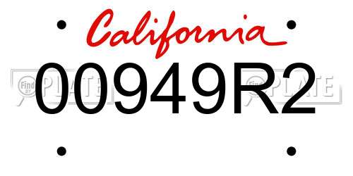 00949R2 California License Plate